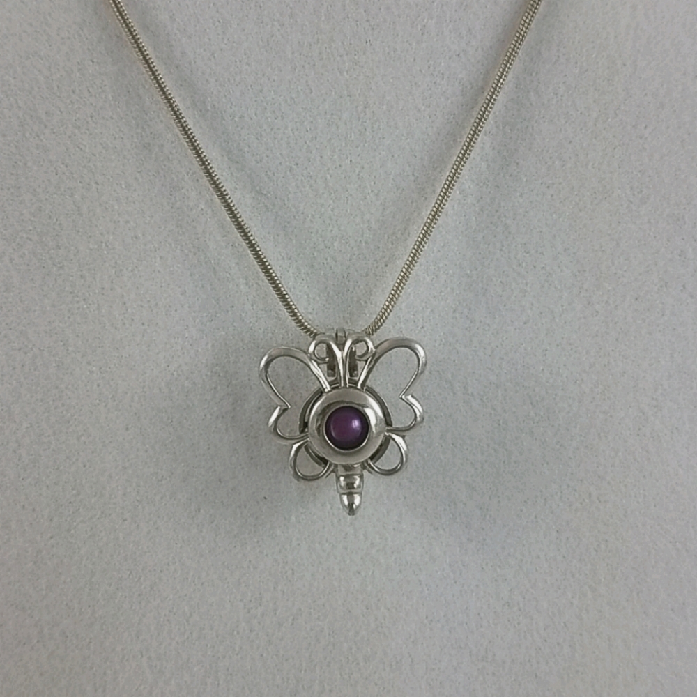 Sterling Silver Butterfly Cage Necklace
